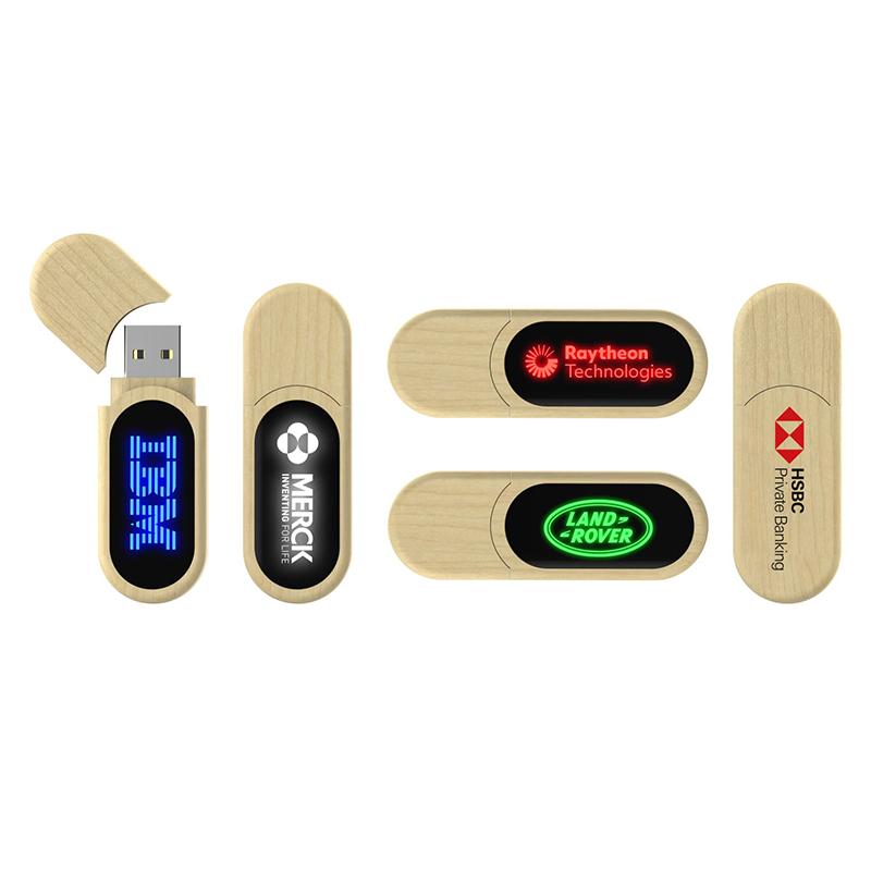 Round Wood Led USB Flash Drive China Manufacturers