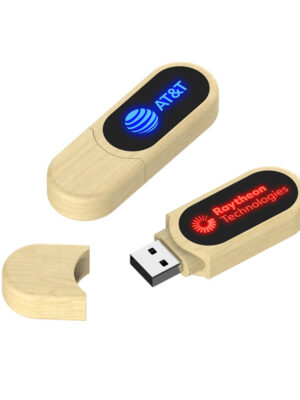 Round Wood Led USB Flash Drive
