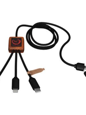 Bamboo Square Charging cable rpet with 5 conectors