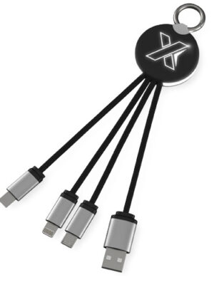 Metal and rubber Led custom charging cable